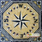 Nautical Compass Mosaic Tile: 40” Square Marble Backsplash