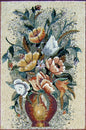 Handmade Marble Mosaic Art: Floral Roses in Vase