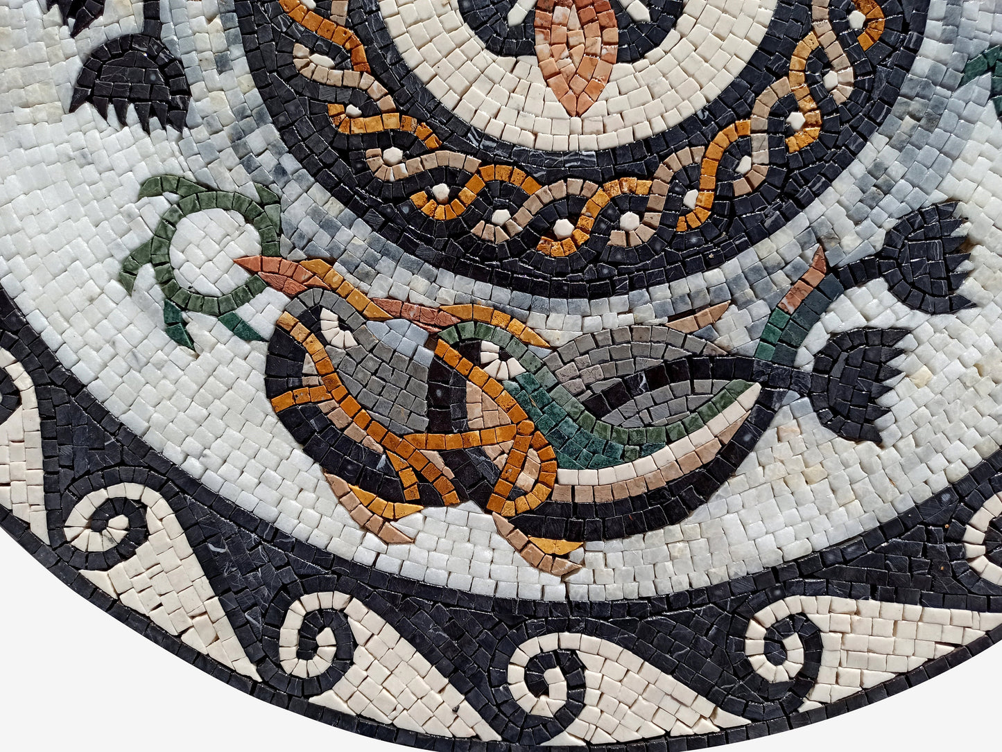 Oceanic Harmony - 32" Handmade Dolphins Pattern Mosaic Medallion Art Tile Décor - Customization available