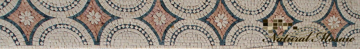 Floral Marble Mosaic Border: 6" Geometric Tile Art