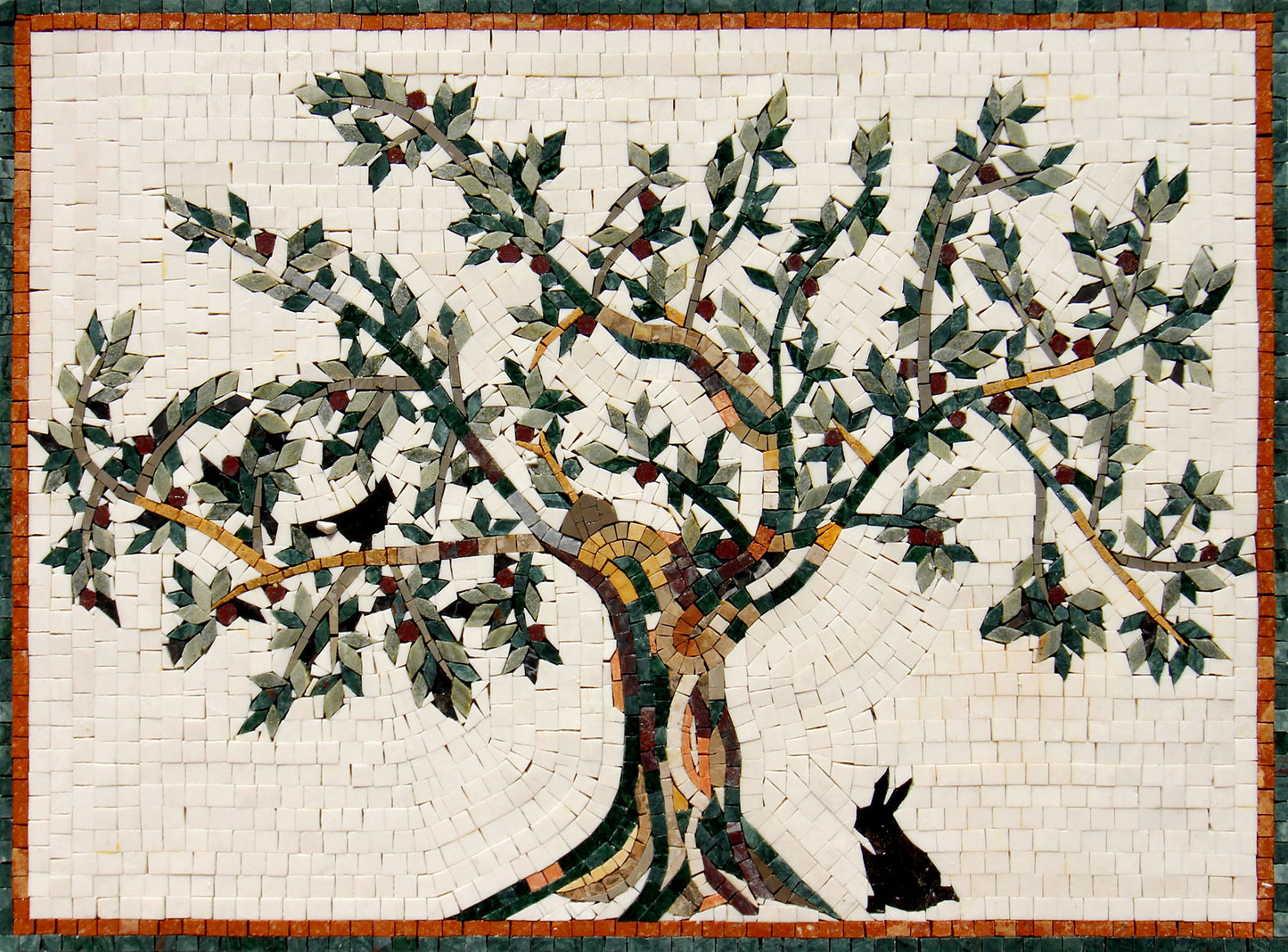 OLIVE TREE MOSAIC - Backsplash Marble Mosaic Tiles. Customization. Handcrafted Roman Mosaics