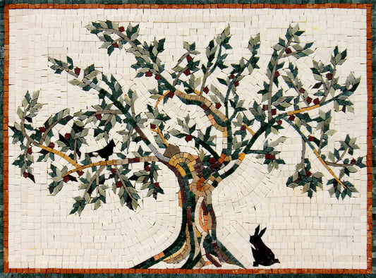 OLIVE TREE MOSAIC - Backsplash Marble Mosaic Tiles. Customization. Handcrafted Roman Mosaics