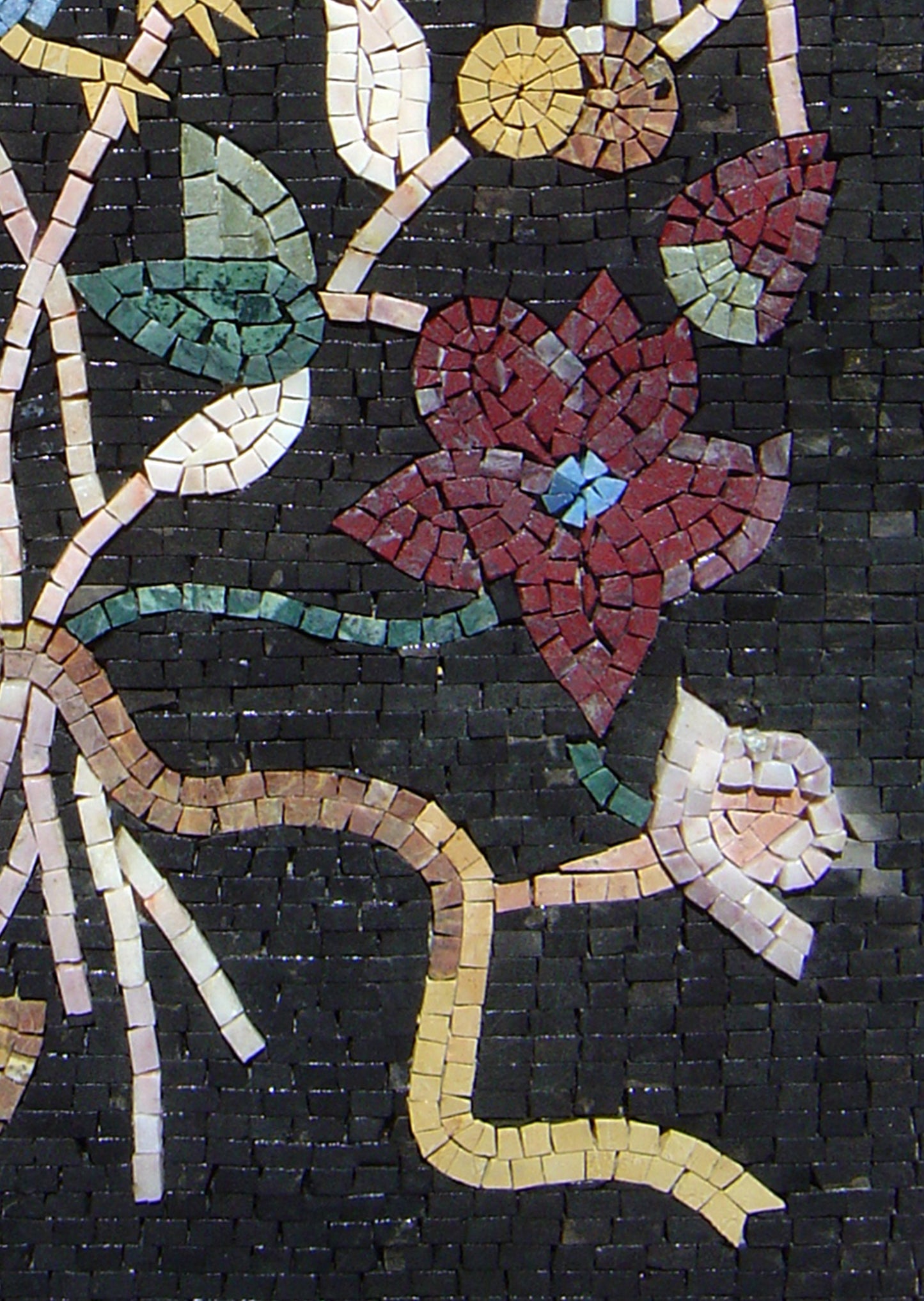 Handmade Bird Mosaic Tile Art: Floral Wall Decor (32x22)