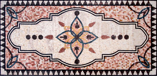 Handmade Marble Mosaic Rug: Colorful Stone Tile Carpet (48” x 24”)