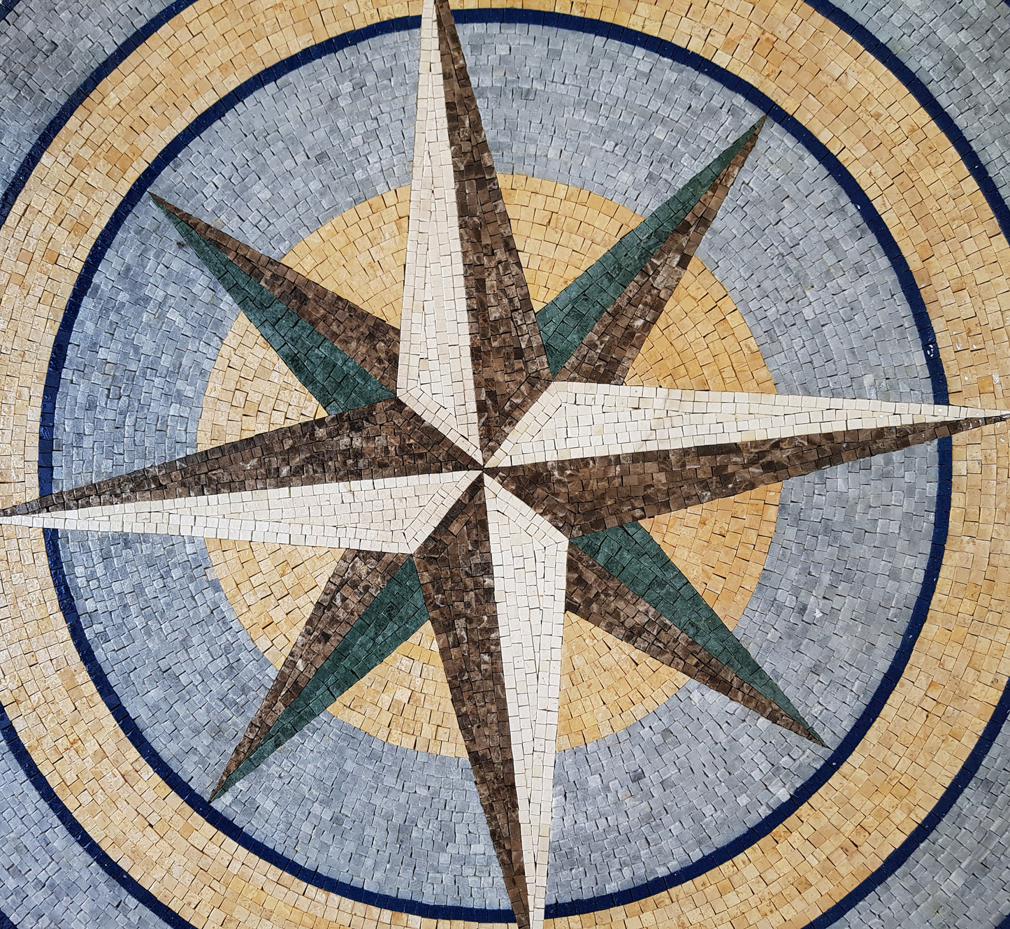 Sailing Serenity - Compass Rose Nautical Marble Mosaic Medallion Flooring Tiles - Customization available
