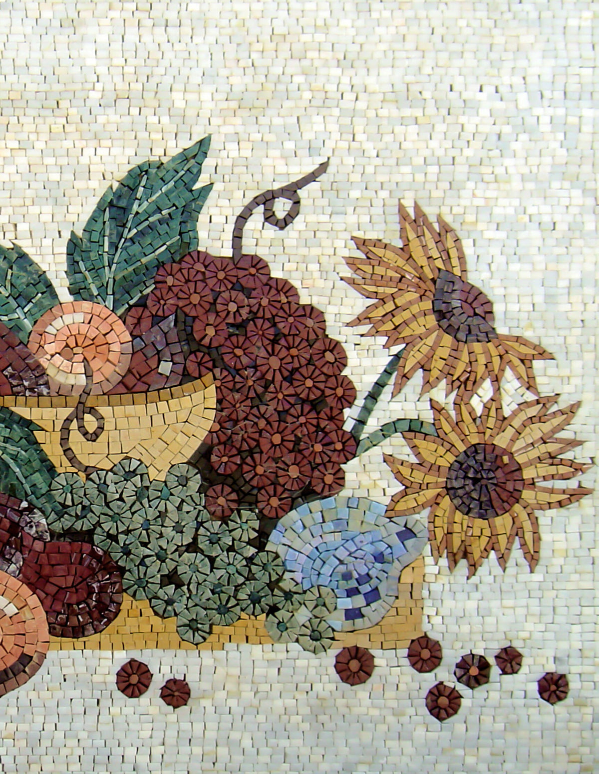 Handmade Marble Mosaic Tile Art: Kitchen Backsplash, Floral Still Life