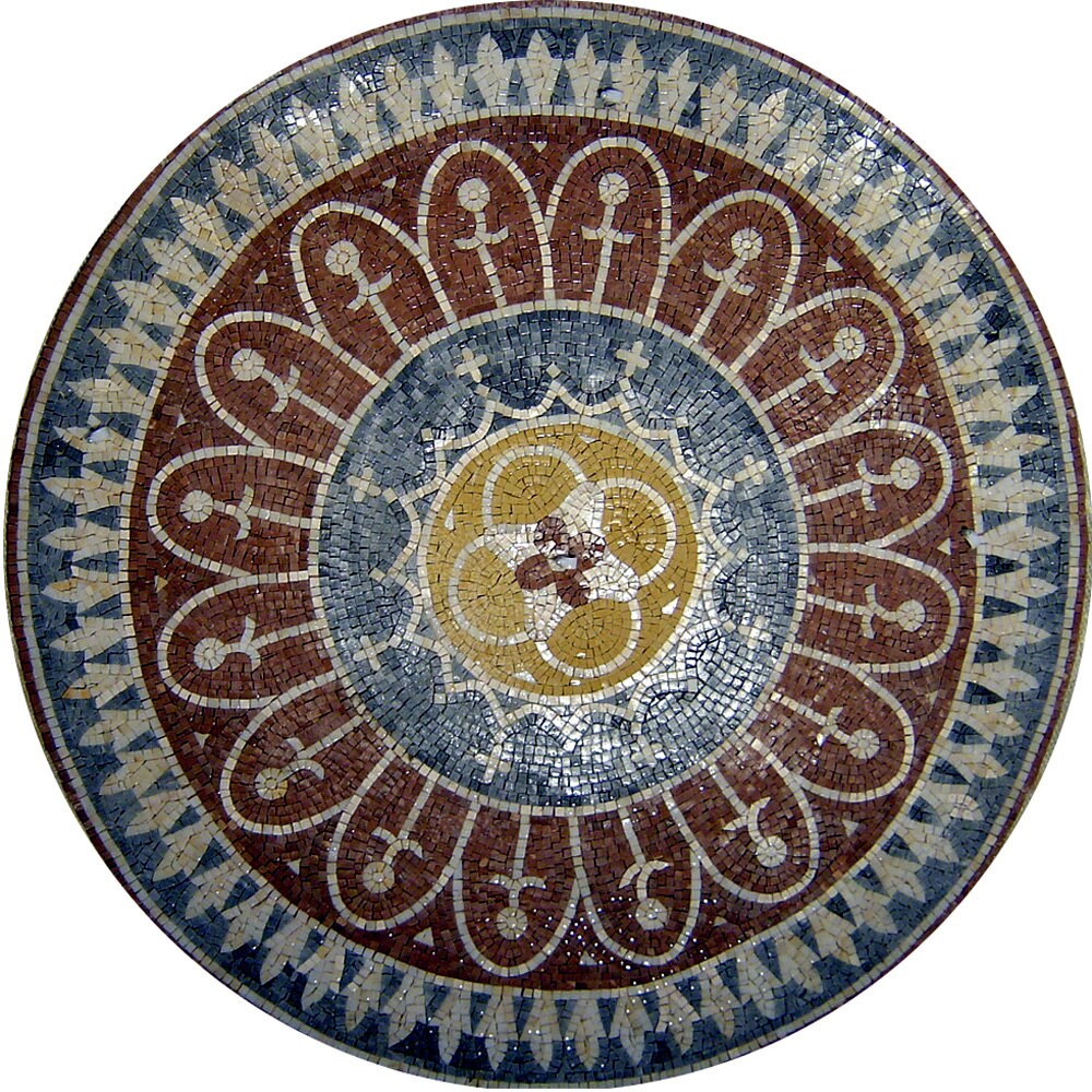 60" Handmade Marble Mosaic Medallion: Decorative Wall/Floor Art Tile
