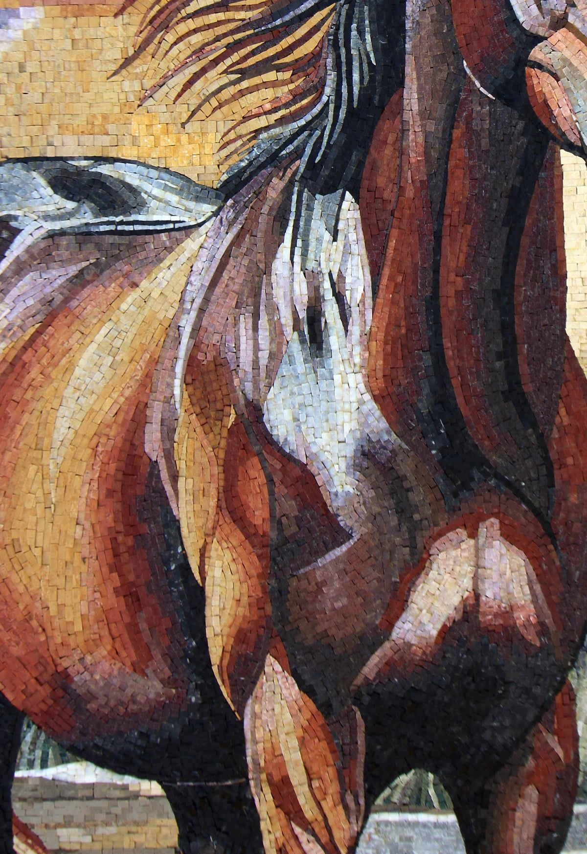 Handmade Majestic Horse Marble Mosaic Mural - Wall Art Decor