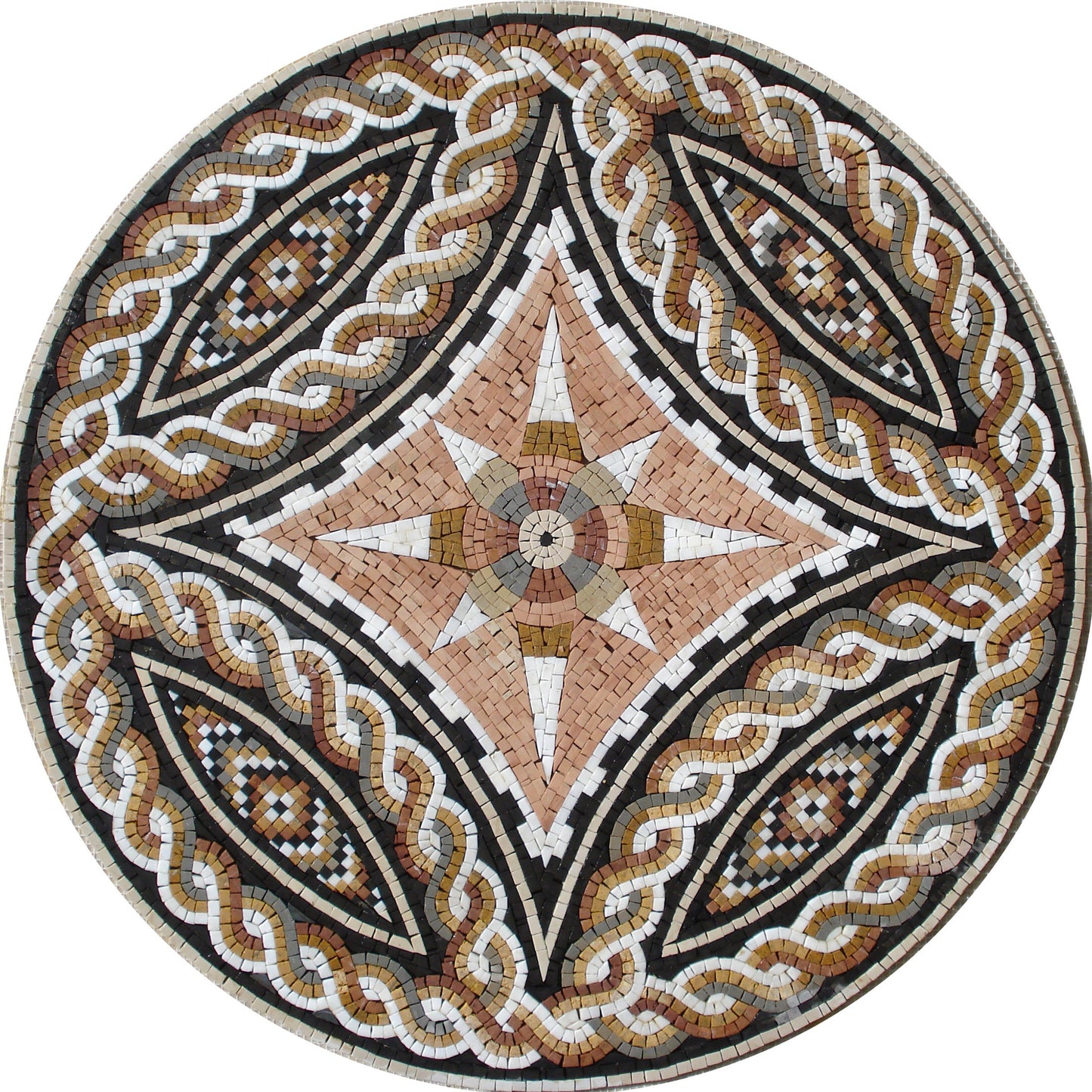 Celestial Marble Mosaic Medallion - 32" Handmade Art Tile