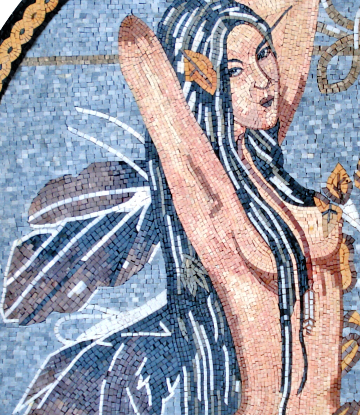 Handmade Fairy Goddess Mosaic Tile Art: Italian Marble Backsplash (40x40)
