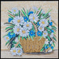 32"X32"  White & Blue Floral Mosaic Pot – Handmade Ceramic Tile Planter, Customization available