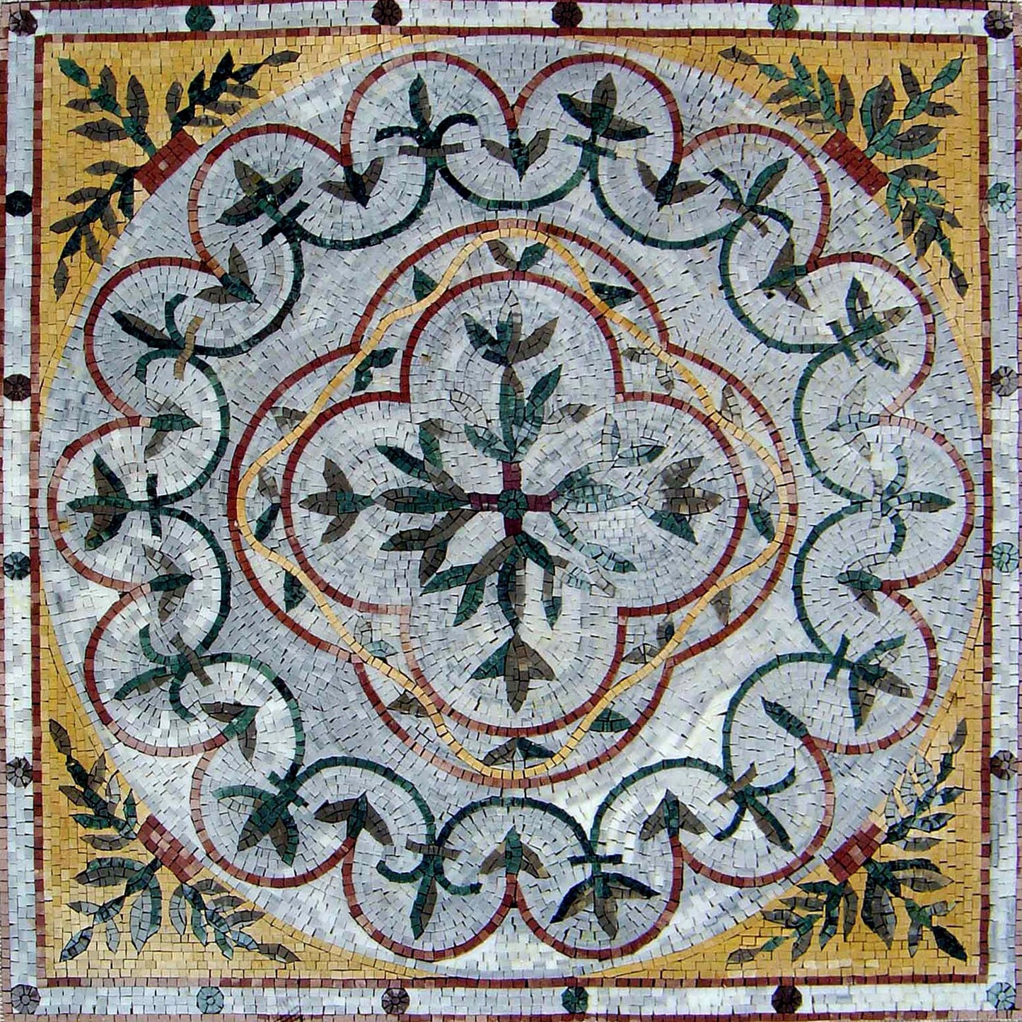 Botanical Marble Mosaic Tile Medallion: 40" Floral Art