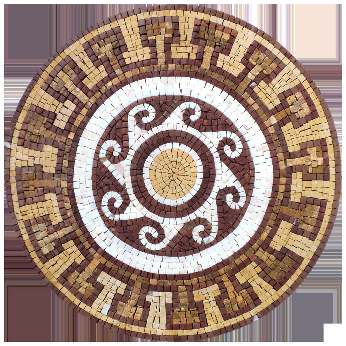 Handmade Marble Mosaic Medallion Tile: 20" Patterned Art Decor