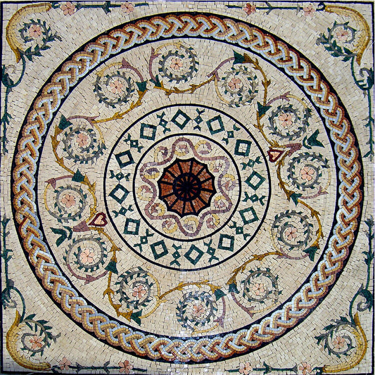 48" Geometrical Marble Mosaic Tile: Handmade Backsplash, Floor, or Wall Art