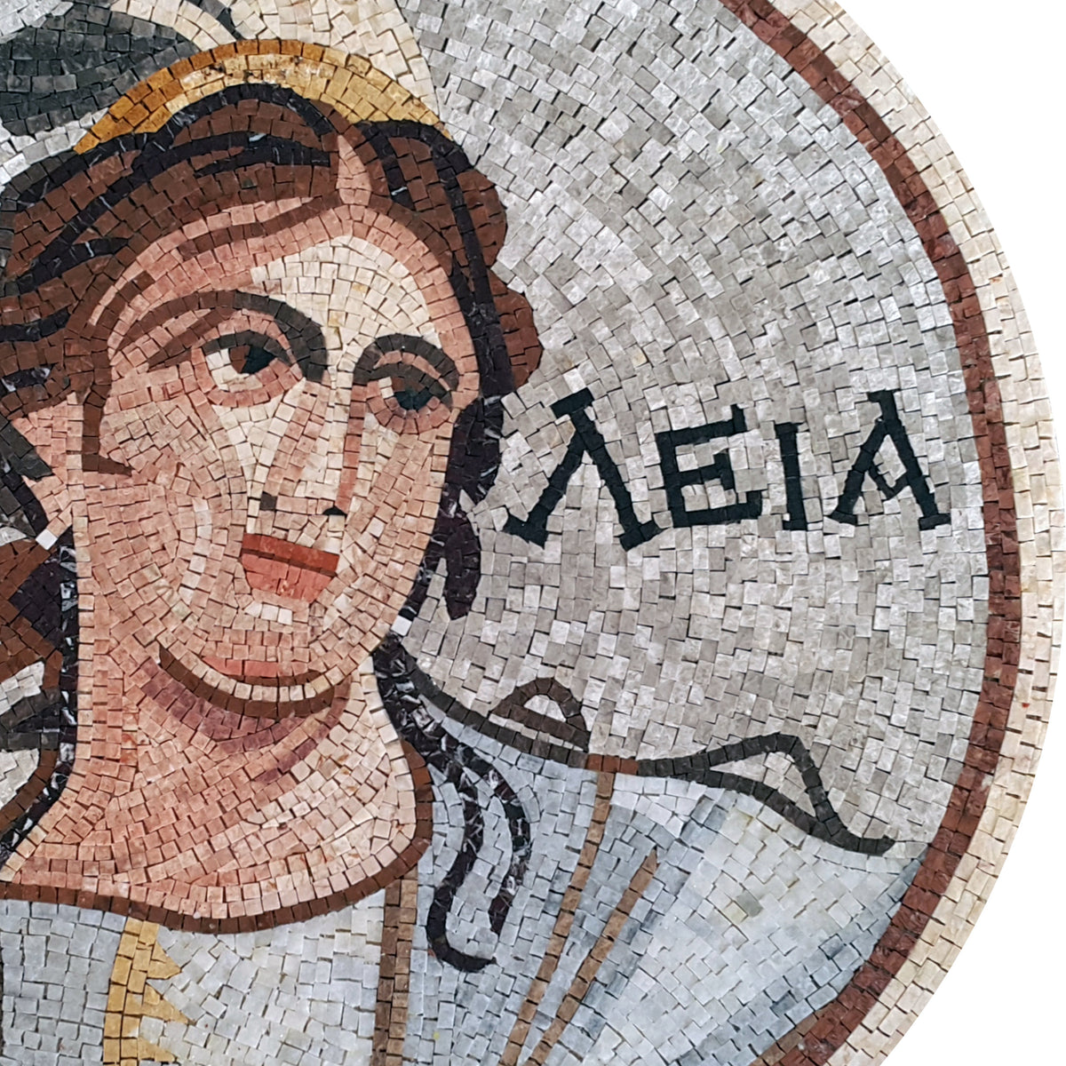 Handmade Athena Mosaic Art Tile: Greek Goddess Medallion (24" Diameter)