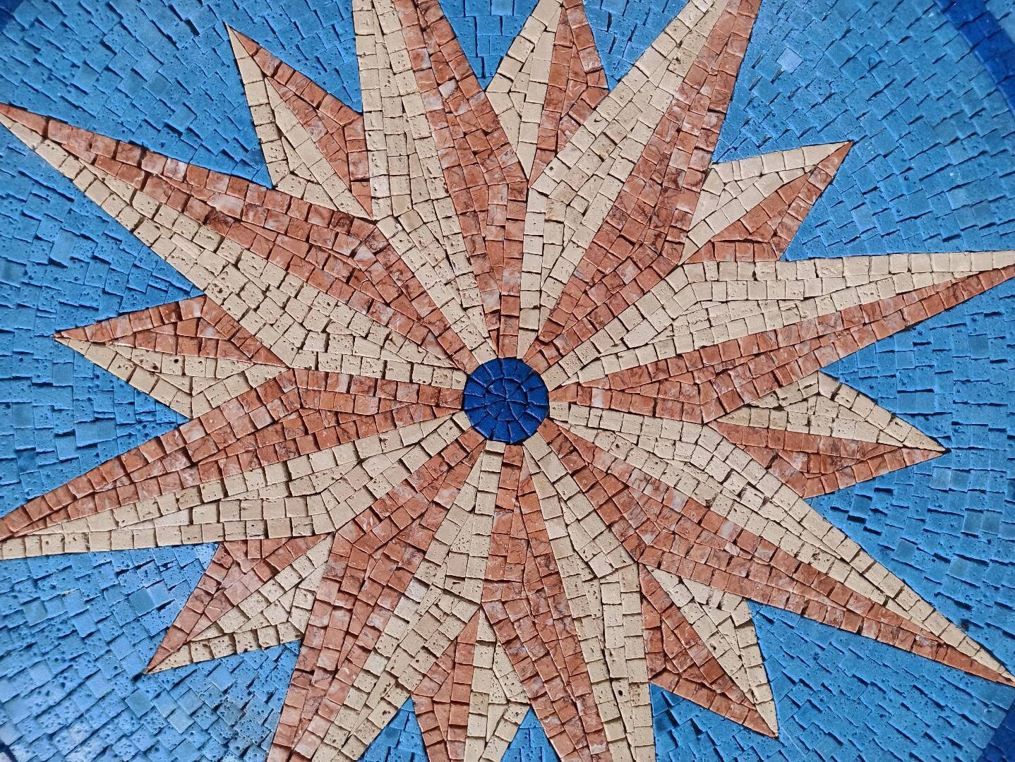 Crafted Nautical Beauty - Handmade Compass and Pool Medallion Marble Mosaic Art Tiles - Customization available