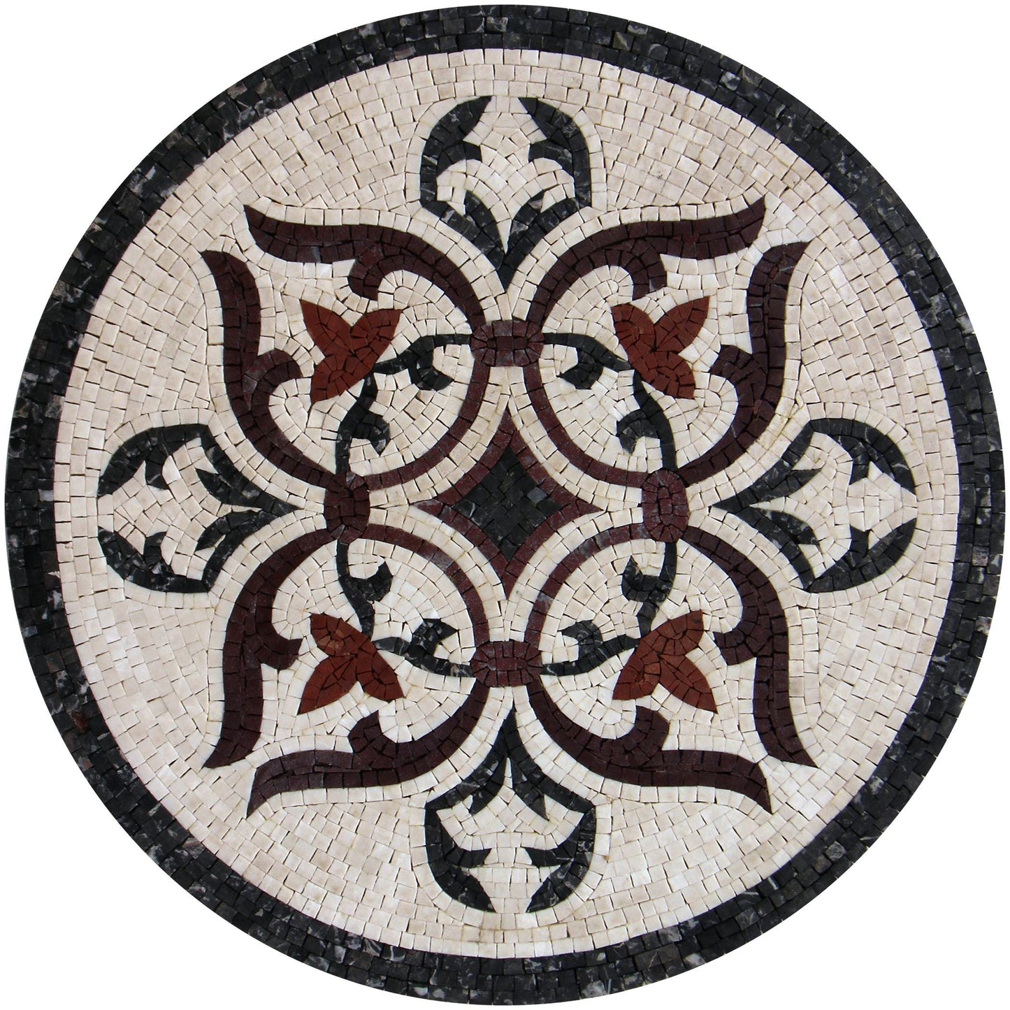 20" Round Mosaic Medallion – Custom Handmade Marble Tile Art, Elegant Home Decor, Customization available