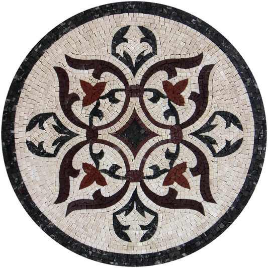 20" Round Mosaic Medallion – Custom Handmade Marble Tile Art, Elegant Home Decor, Customization available