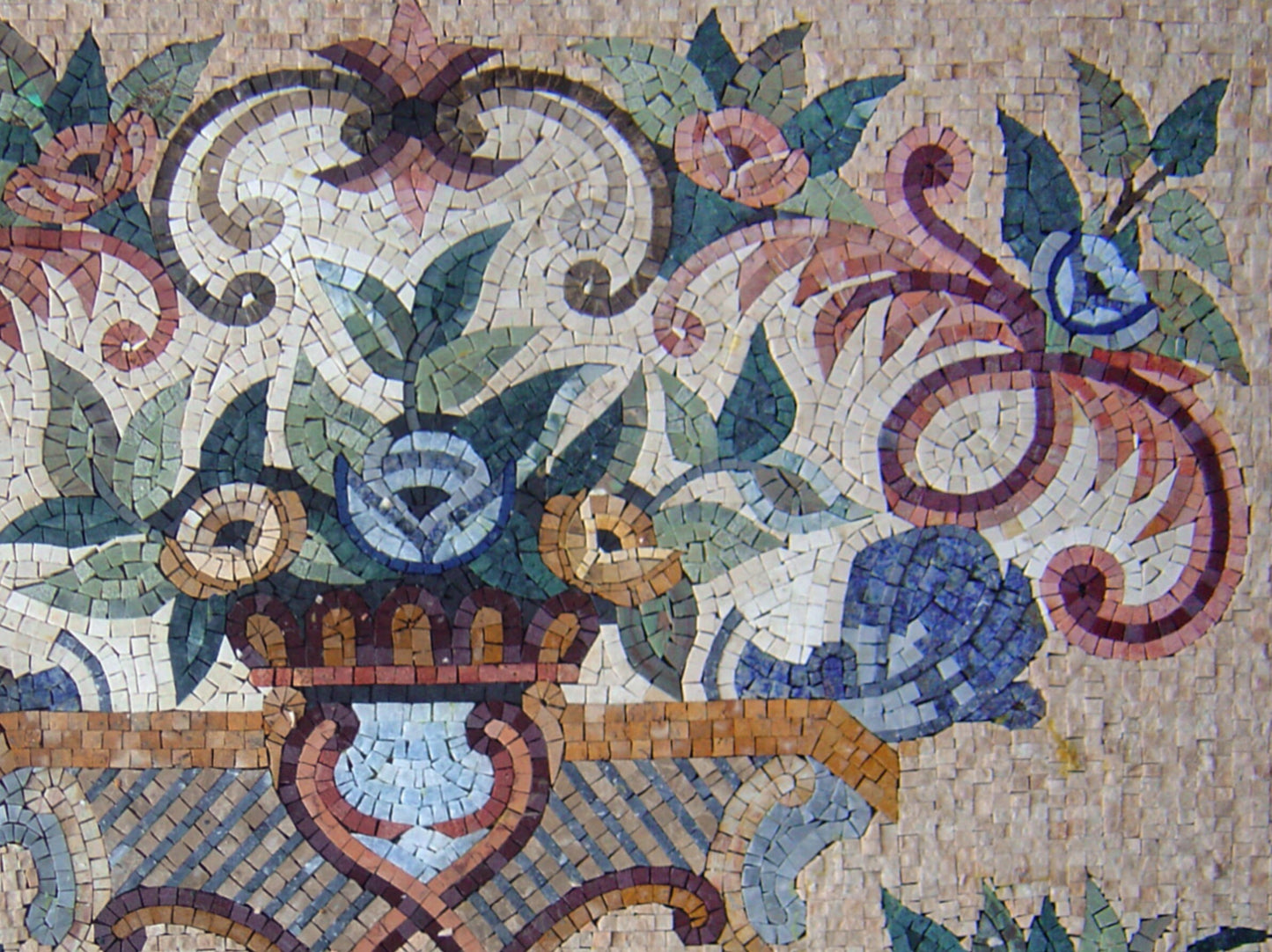Handmade Marble Mosaic Flowers: Wall Art Decor (36" x 28")
