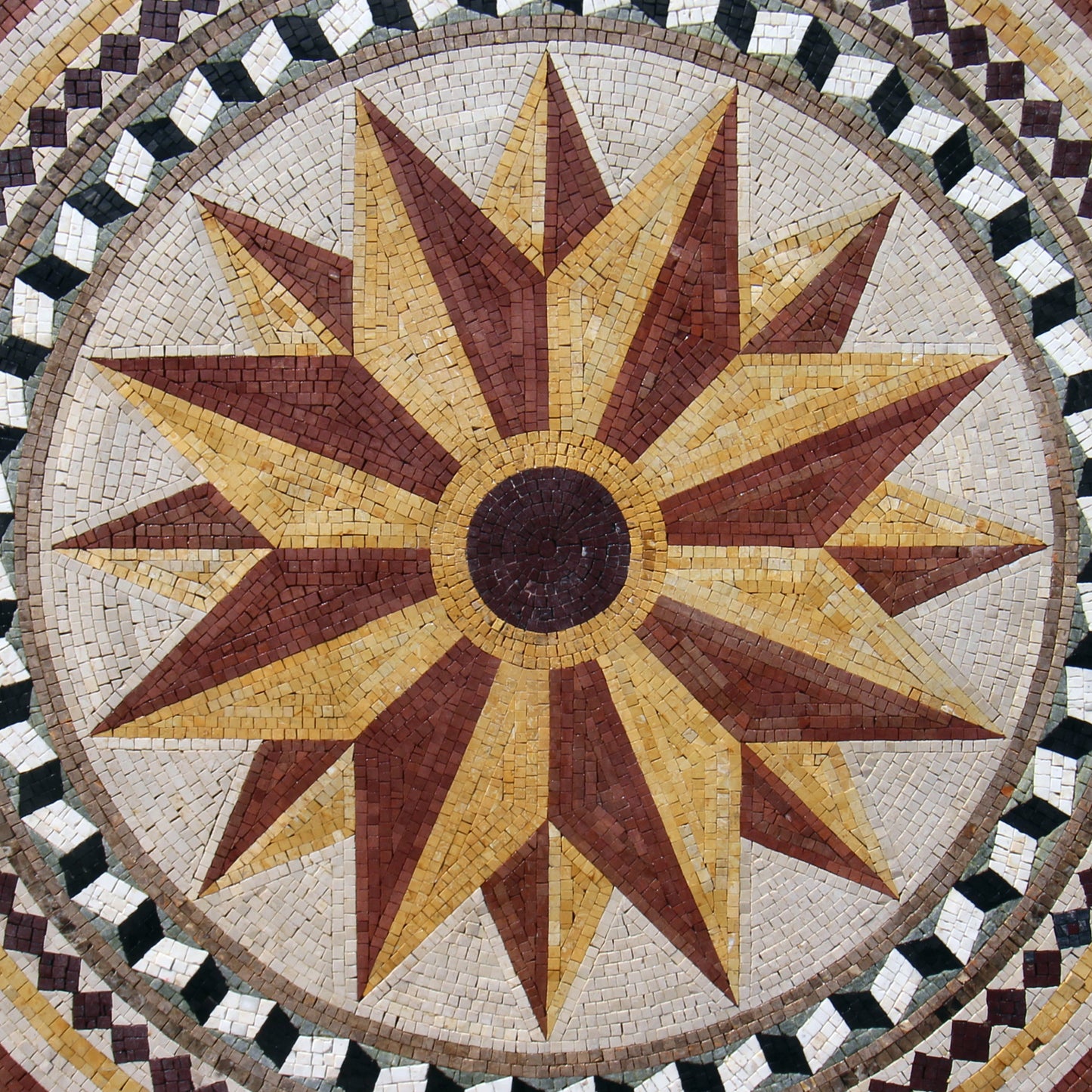 Crafted Brilliance - Handmade Geometric Star Flower with Patterned Rings Mosaic Medallion - Customization available