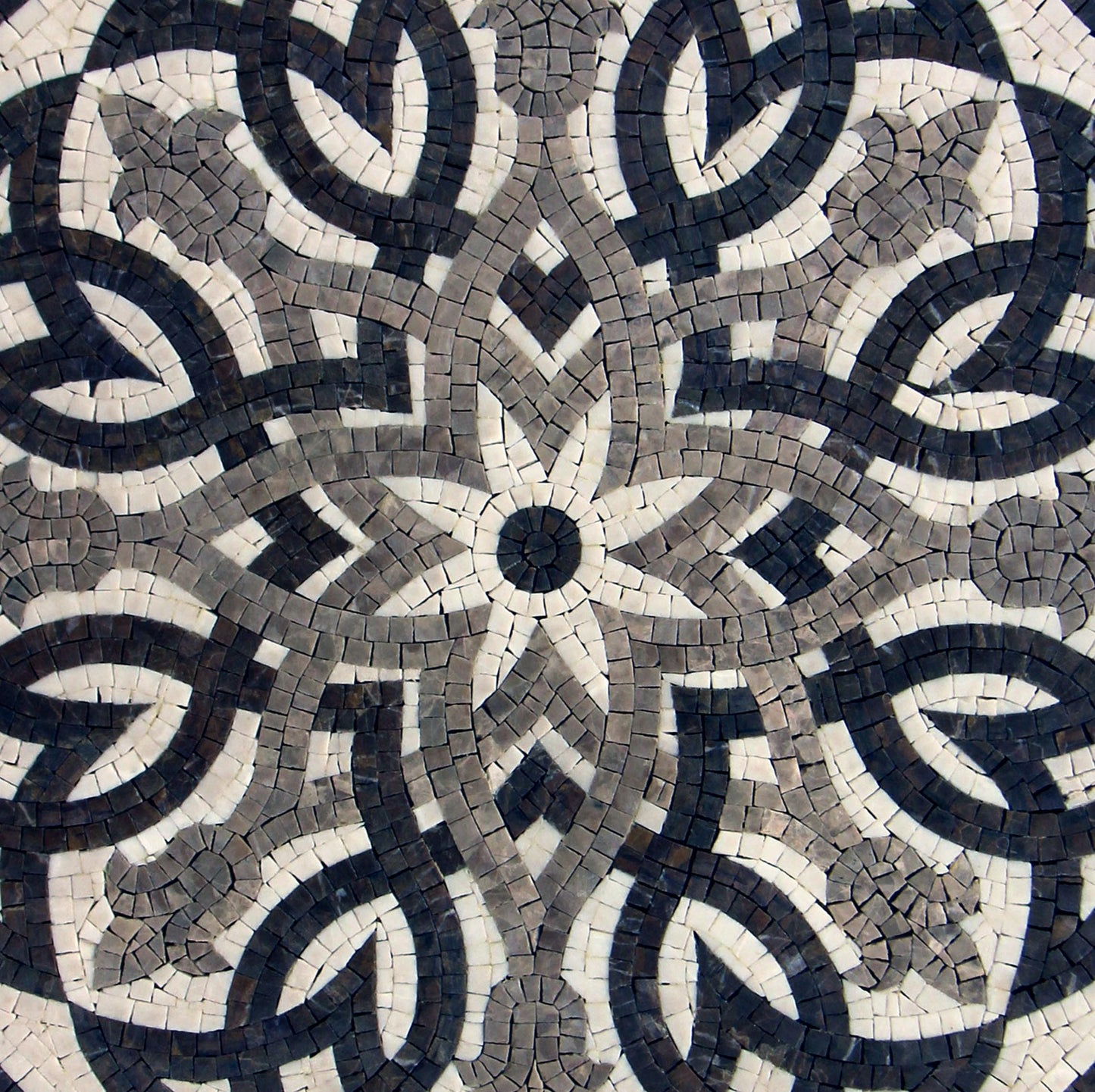 Nautical Marble Mosaic Medallion: Handmade Compass Rose Tile Art (20 inch)