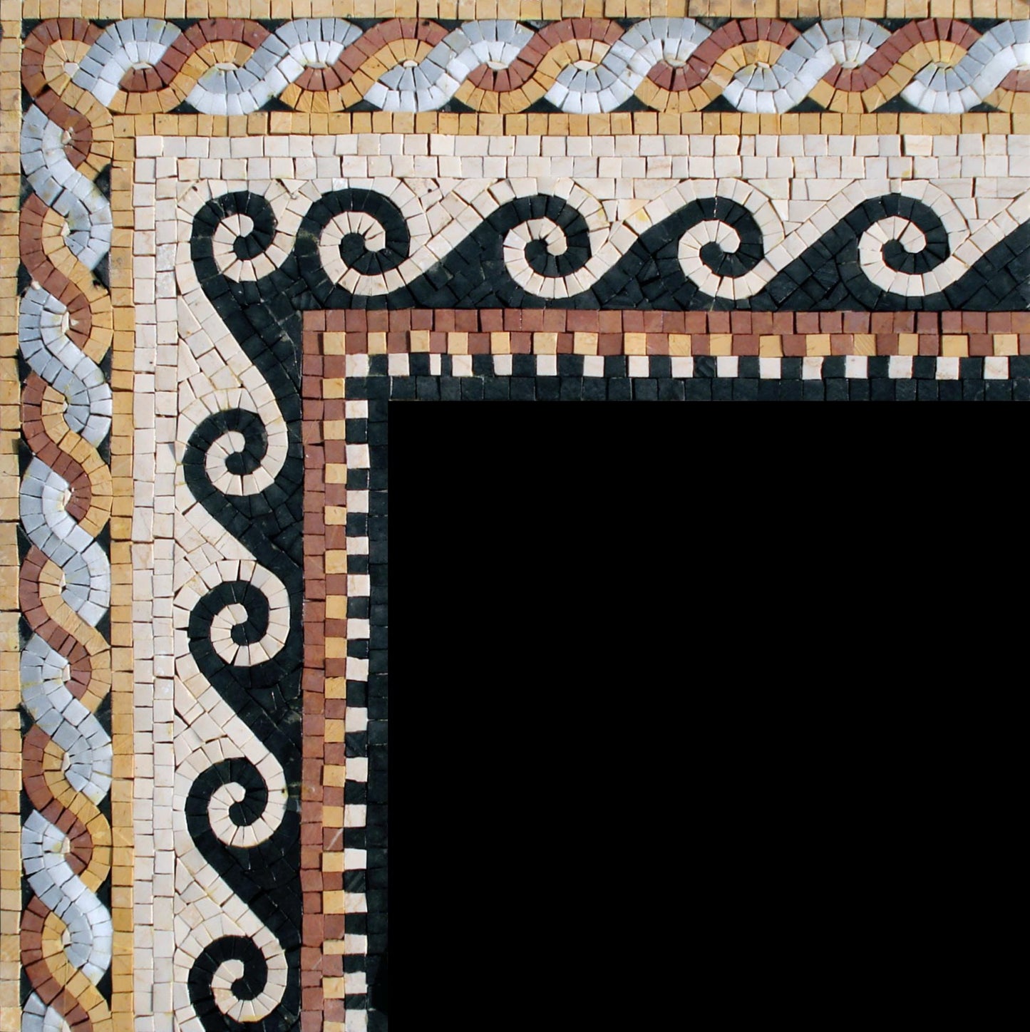 8″ Multi‑Pattern Greek‑Key Border Mosaic – Handmade Marble Tile Trim, Customization available