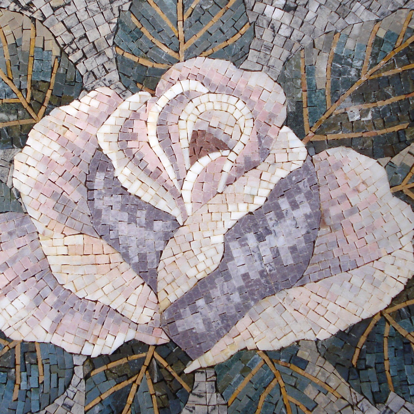 Handmade Marble Rose Mosaic Art: 23" Floral Wall Decor
