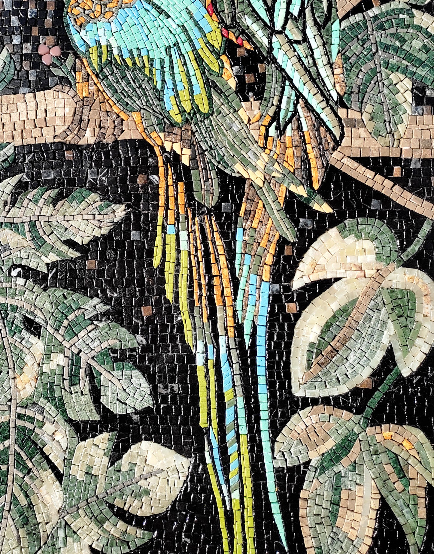 Handmade Macaw Parrot Mosaic Tile Art: Colorful Stone Wall Decor
