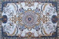 Blue & White Marble Stone Rug: Handmade Mosaic Carpet (250cm x 150cm)
