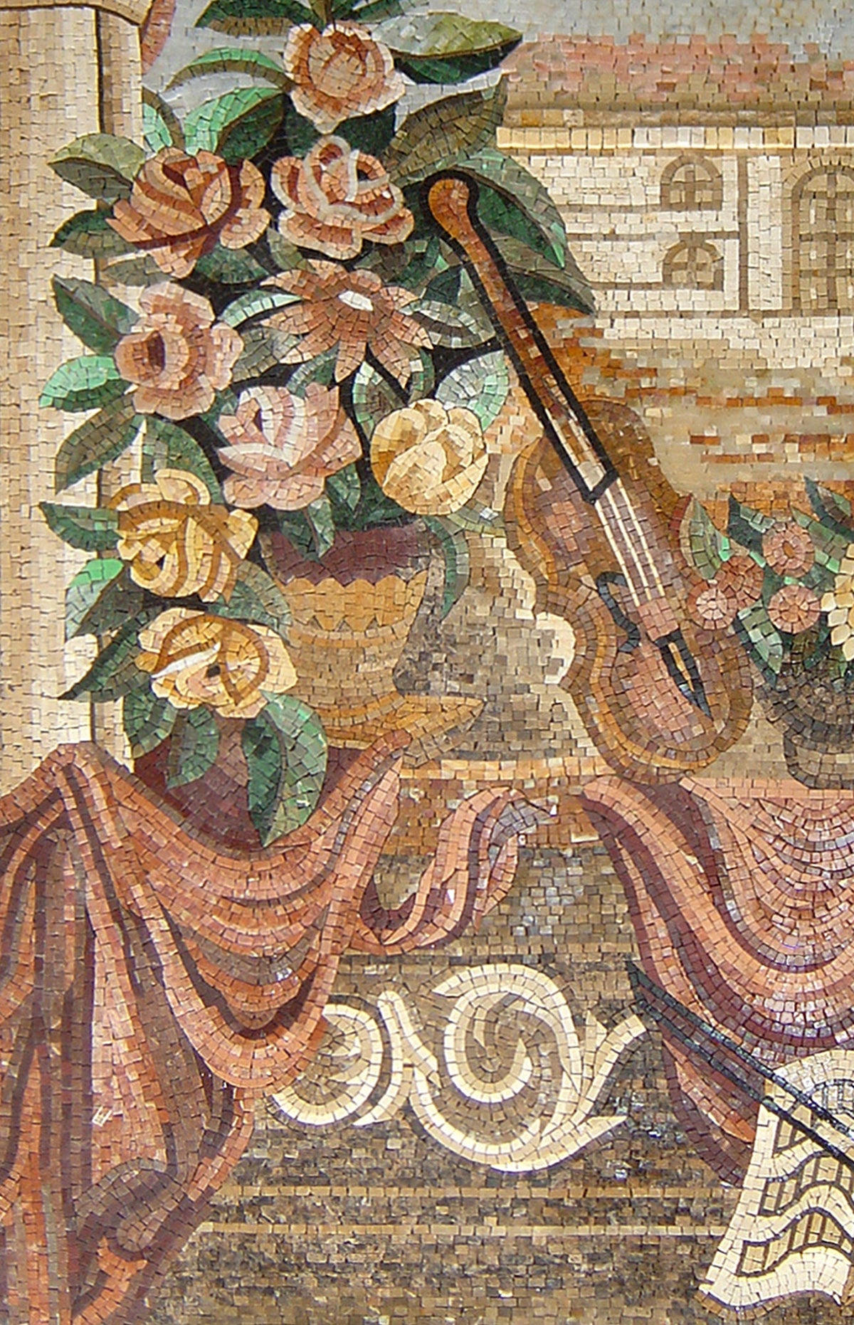 VIOLIN MOSAIC TILES |Violin Artwork Tiles For Music lover Room Walls | Tiles For Interior Outdoor Entry Walls And House Warming