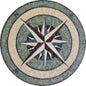 Handmade Compass Rose Marble Mosaic Medallion: Nautical Floor Tile