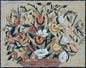 Handmade Marble Mosaic Flower Vase Wall Art - 28” x 24”
