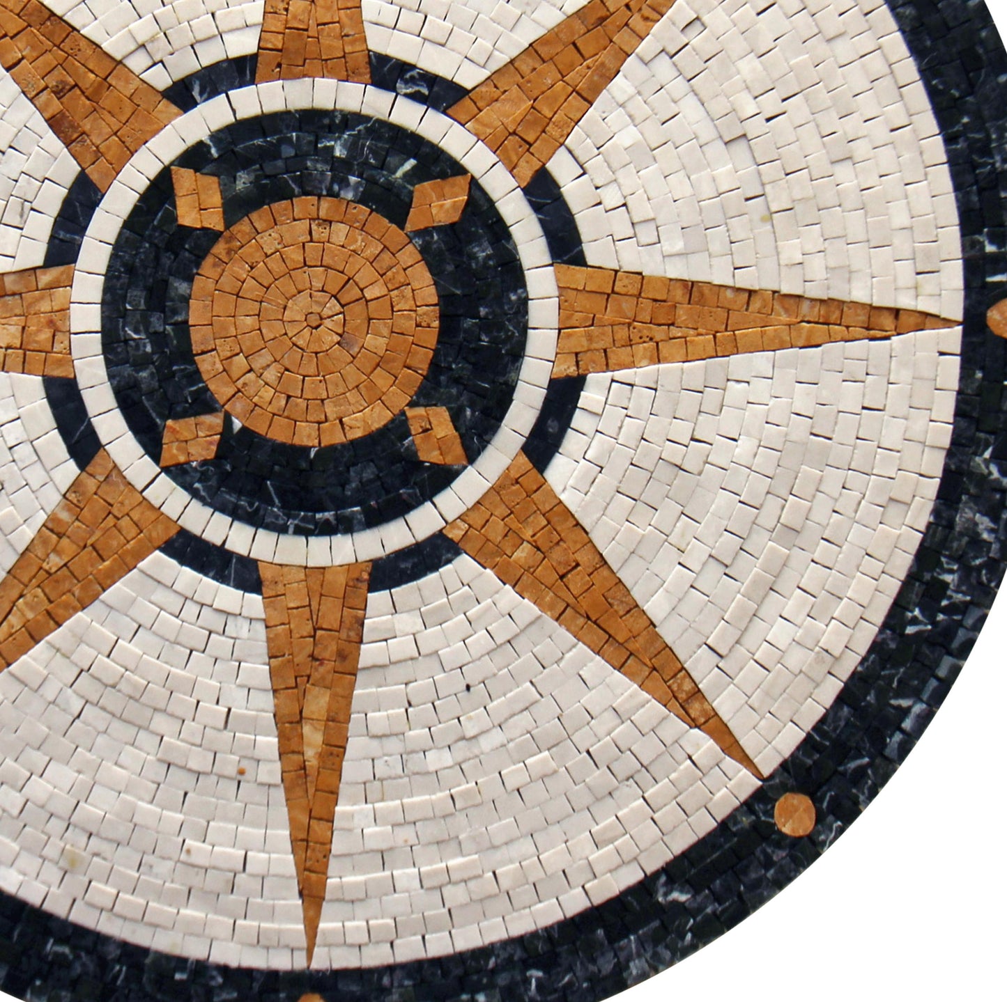 Floral Marble Mosaic Tile: Geometrical Square Pattern, Indoor/Outdoor