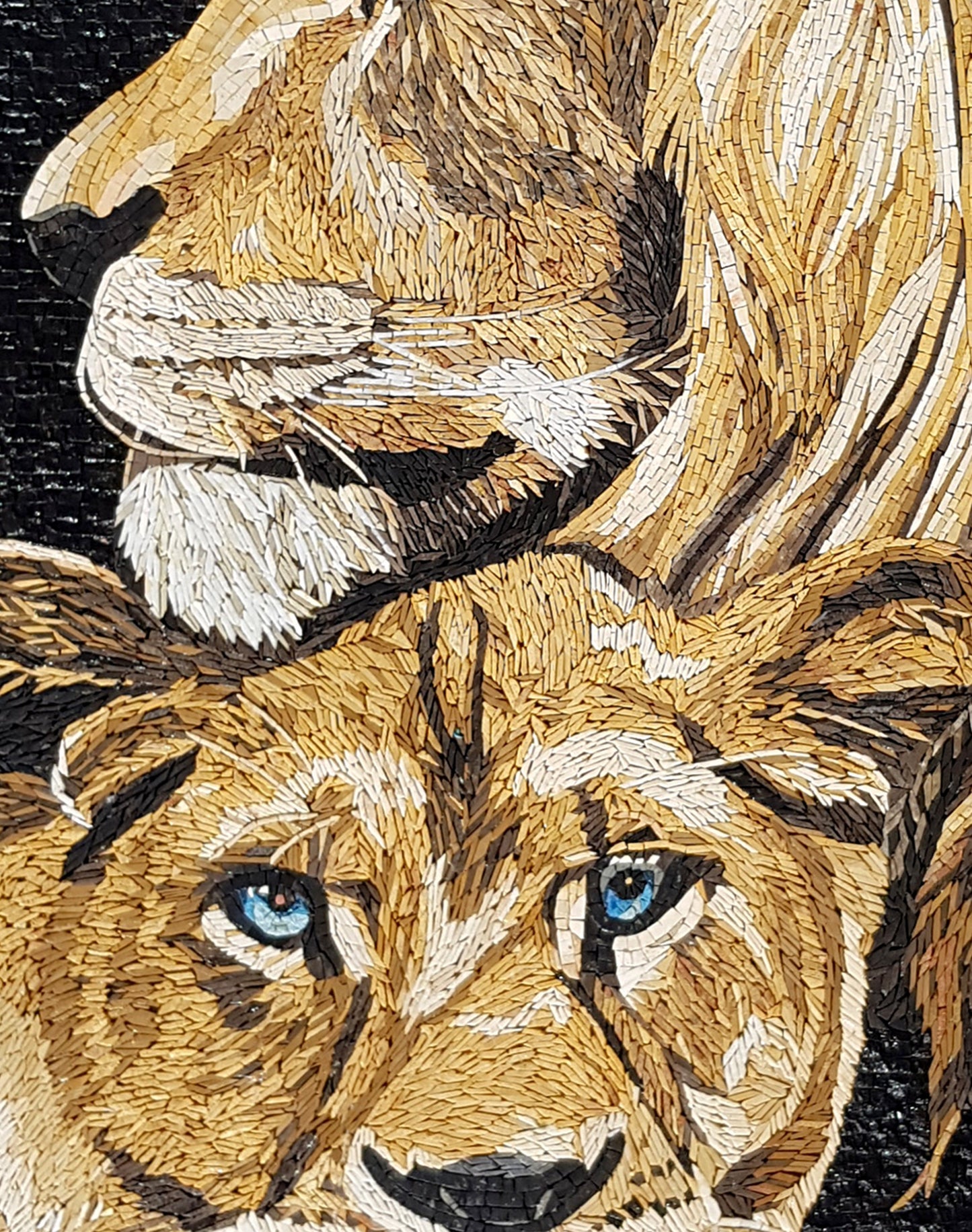 Handmade Lion Mosaic Tile Art: Jungle Animal Decor (50” x 28”)