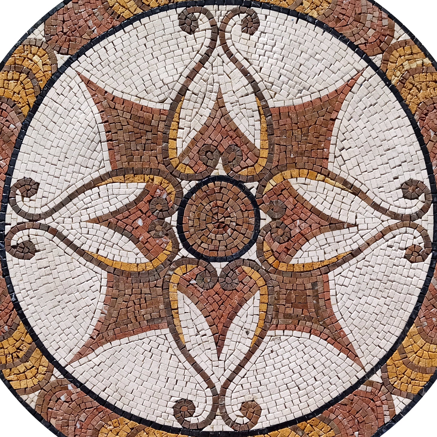 Handmade Dusky Rose Marble Mosaic Medallion Art - 25"