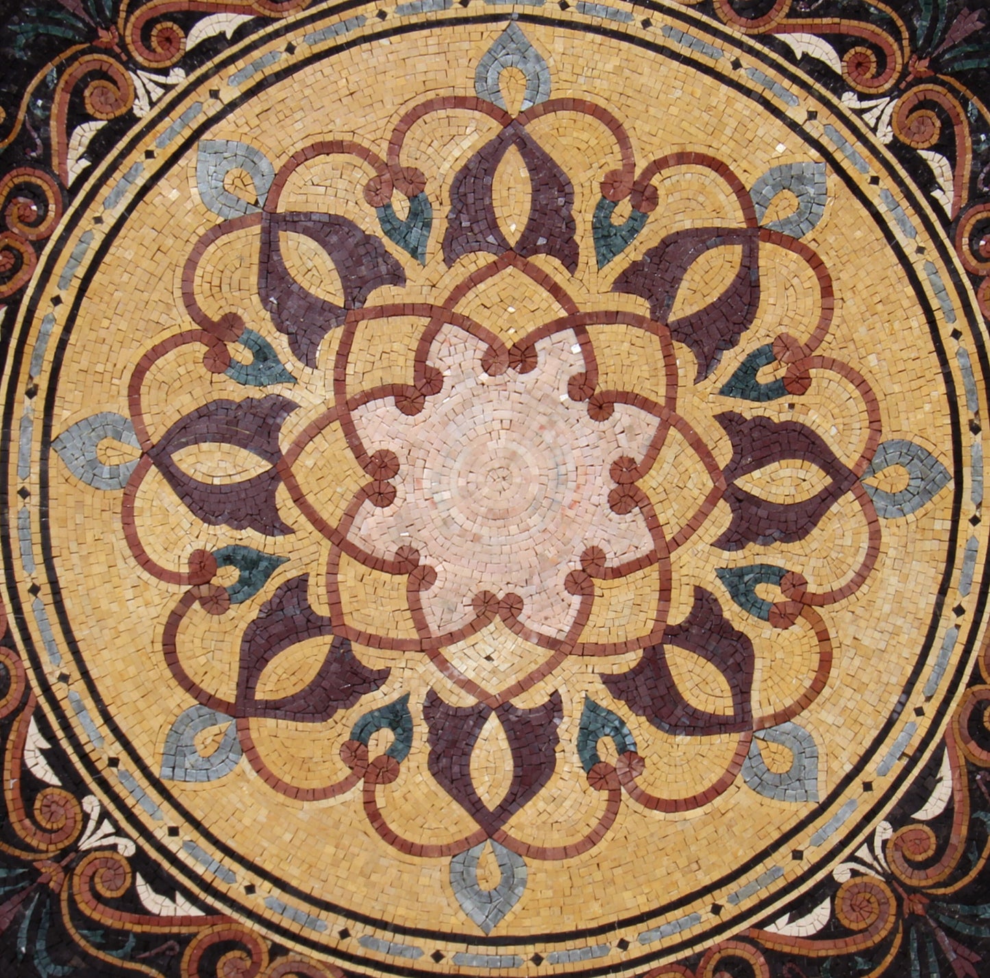 Romantic Nouveau Charm - Patterned Mosaic Medallion with Artistic Elegance