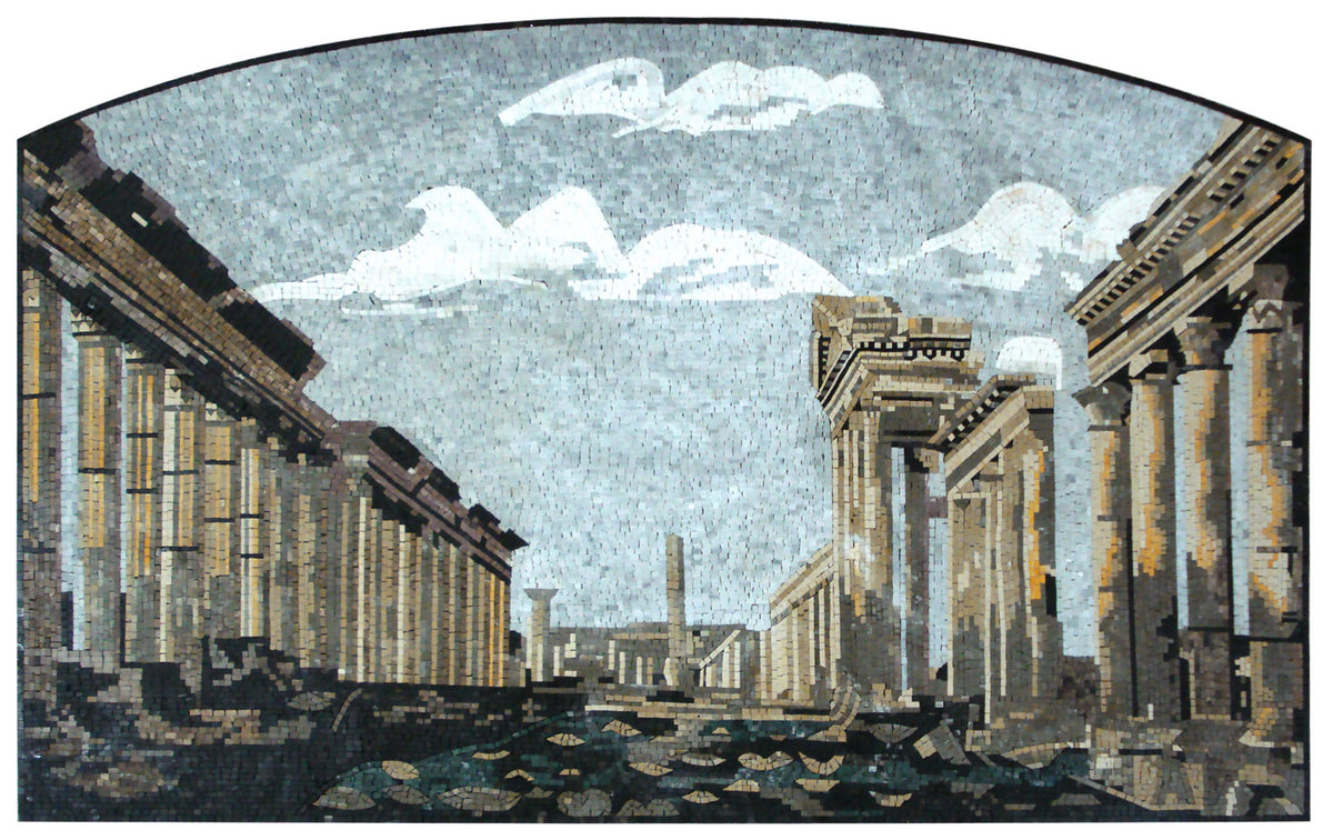 Syria Mosaic Tile Art: Handmade Marble Landmark Wall Decor
