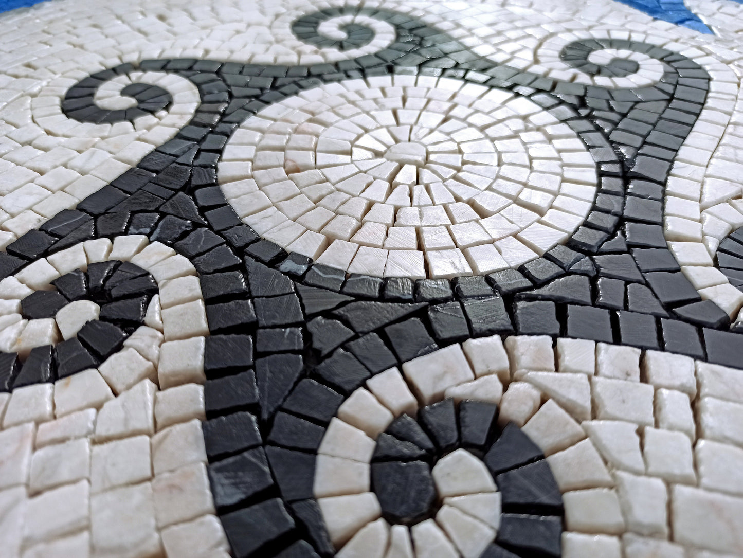 Ocean Symphony - 36" Handmade Dolphin Pattern Mosaic Medallion Art Tile Décor - Customization available