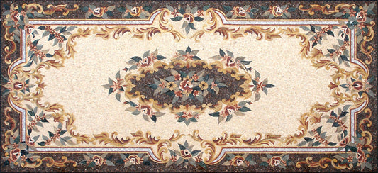 Floral Mosaic Rug: Handmade Marble Stone Art (160x72)