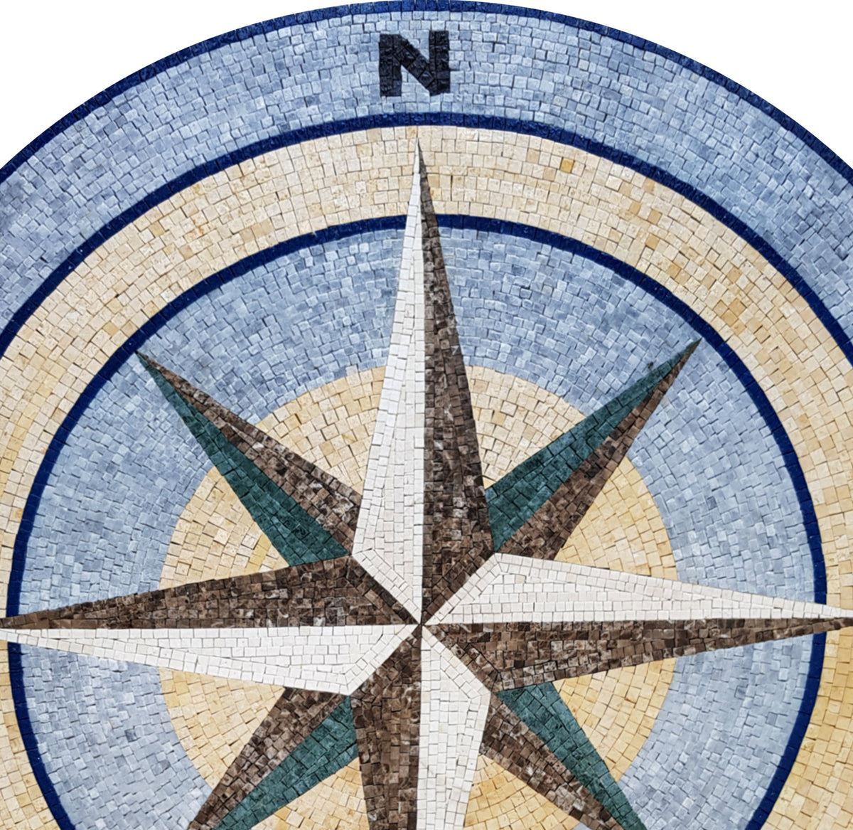Sailing Serenity - Compass Rose Nautical Marble Mosaic Medallion Flooring Tiles - Customization available