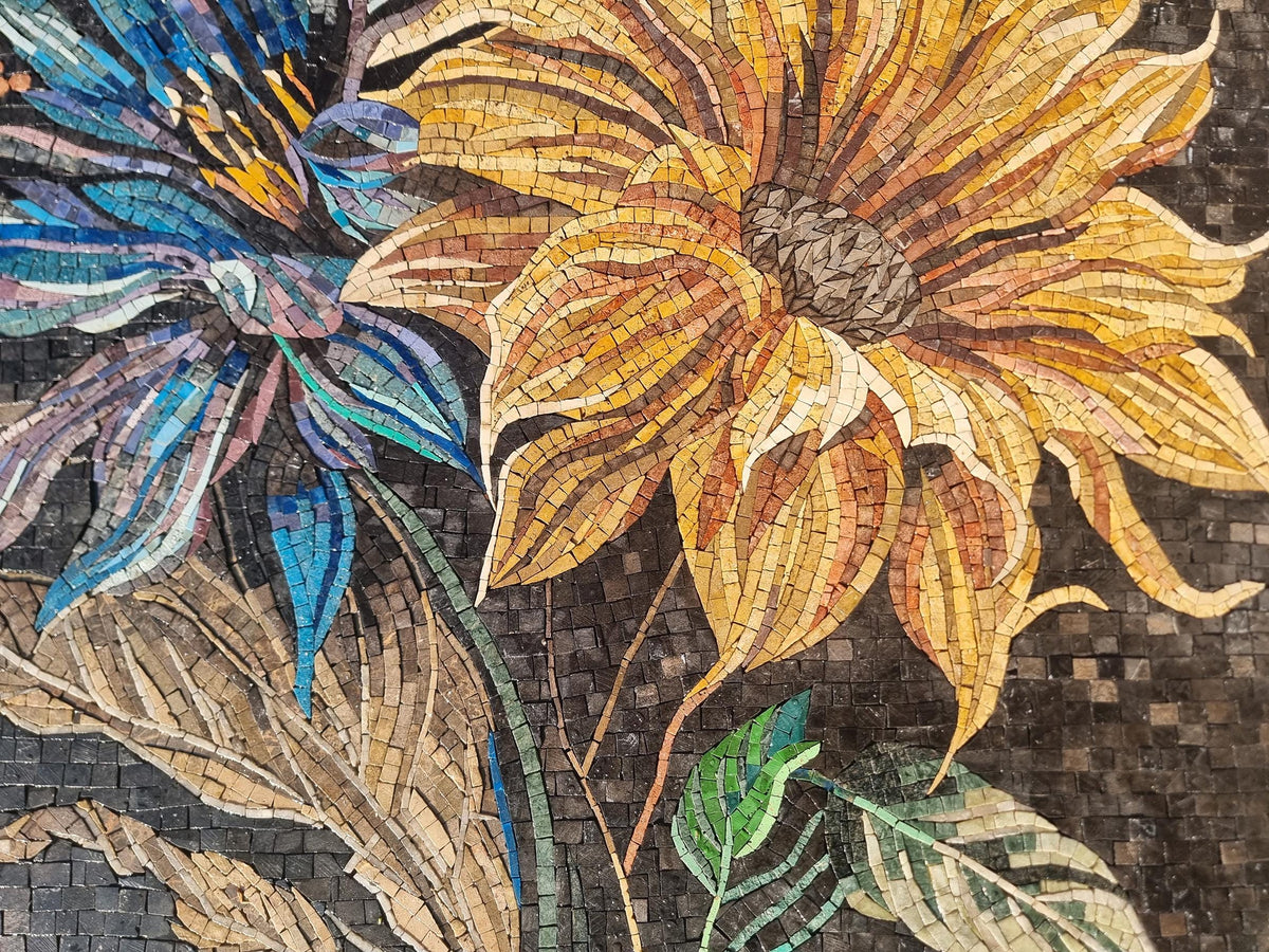 Handmade Floral Marble Mosaic Wall Art (48x24) - Custom Colors