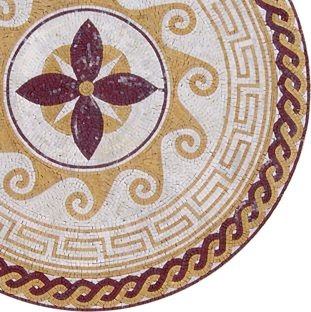 Handmade Marble Mosaic Medallion Art Tile: 60" Natural Stone Flooring