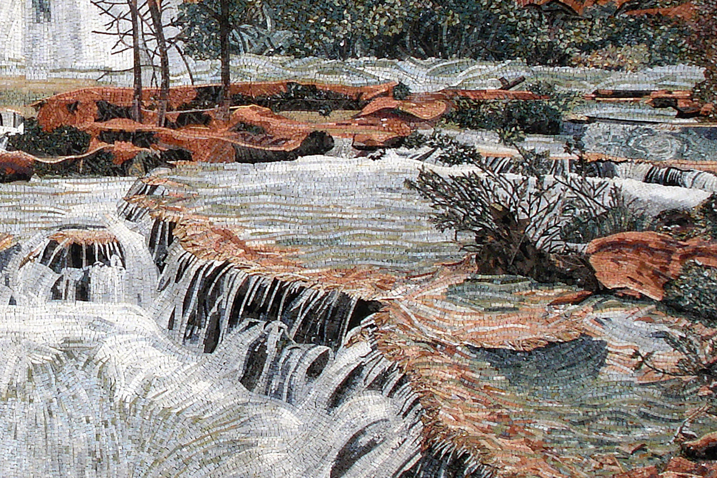 Handmade Marble Mosaic Tile: Autumn Waterfall Wall Art (60” x 36”)