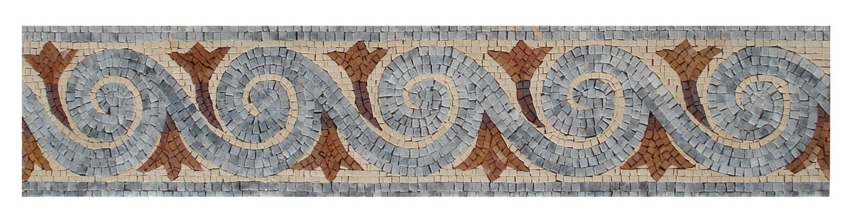 Botanical Mosaic Tile Border: Floral Wall Decor (40x8”)