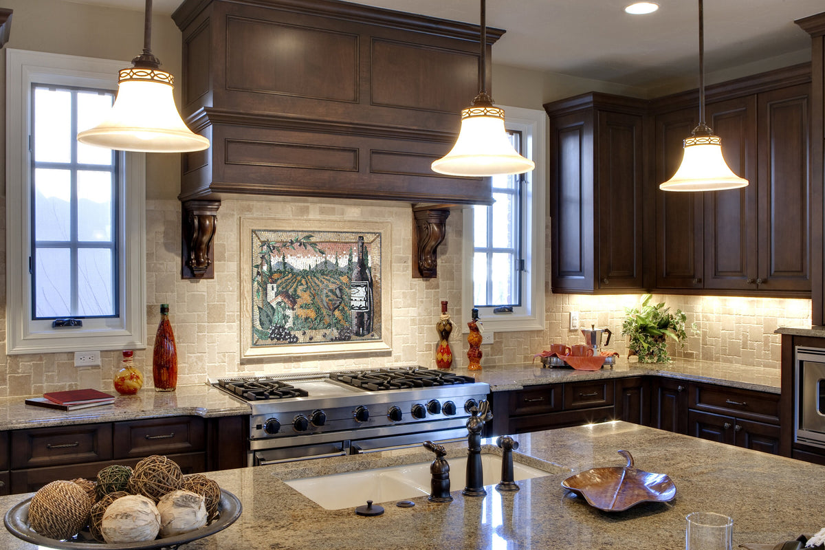 Handmade Wine and Grapes Marble Mosaic Tile: Kitchen Backsplash