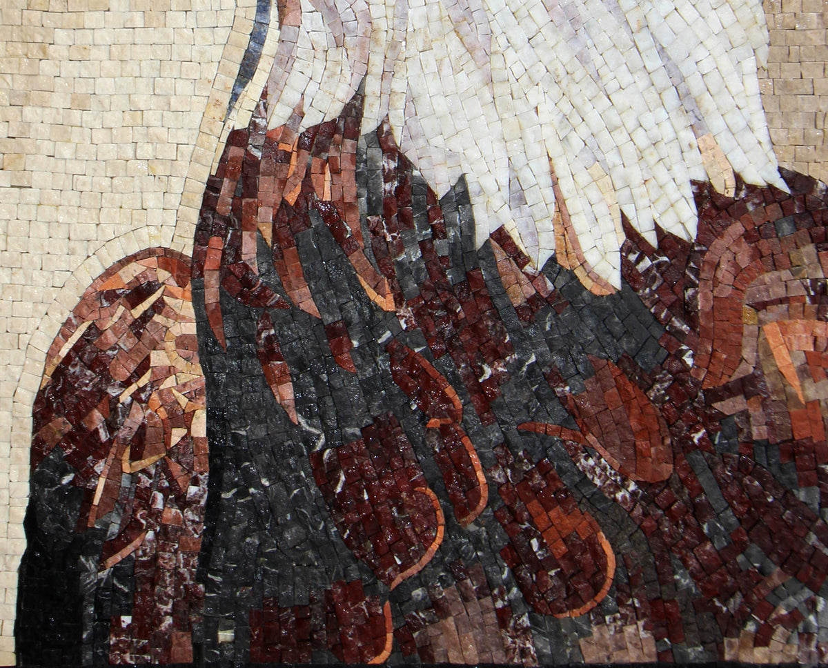 Handmade Eagle Mosaic Backsplash: Marble Stone Wall Art (24” x 20”)