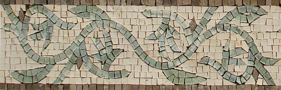 Floral Mosaic Border: Botanical Marble Tile, 8" x 40"