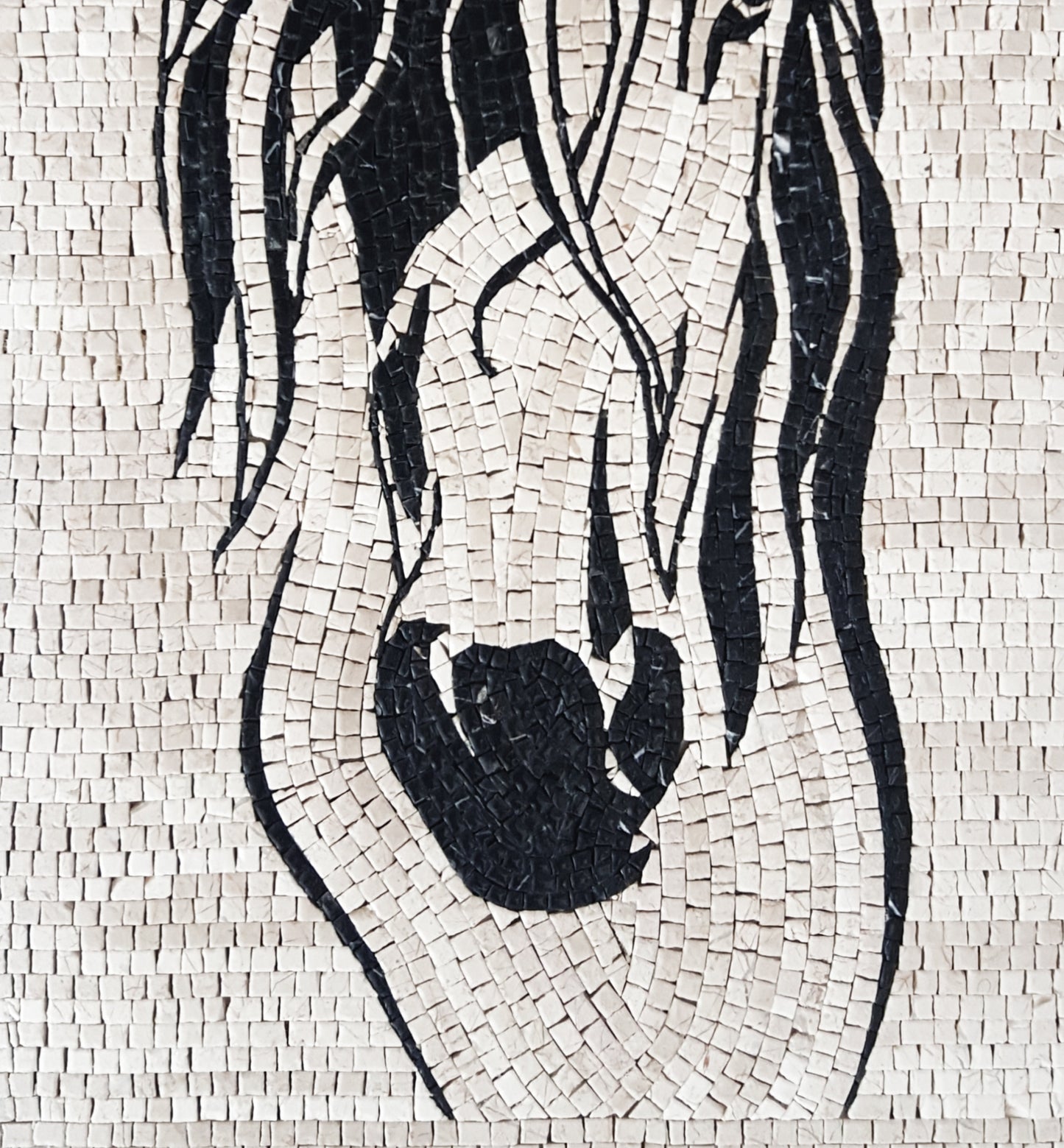 Handmade Horse Sketch Marble Mosaic Tile Mural