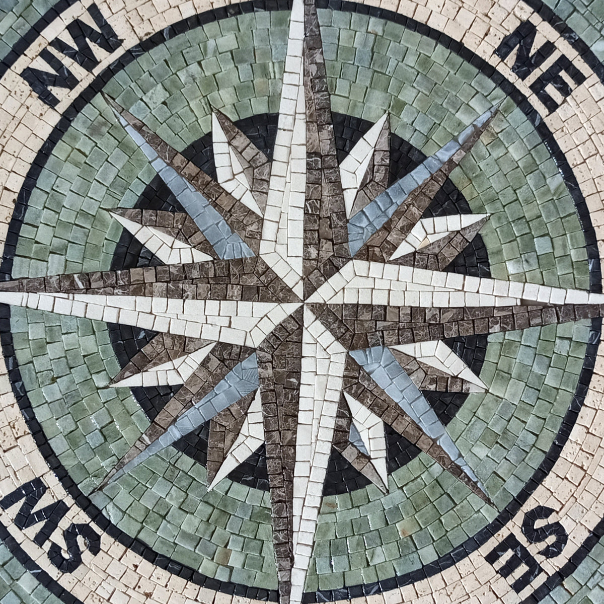 NAUTICAL COMPASS MURALS | Round Shape Flooring Mosaic Tiles for Home Decor | Indoor and Outdoor Tiles for New Home