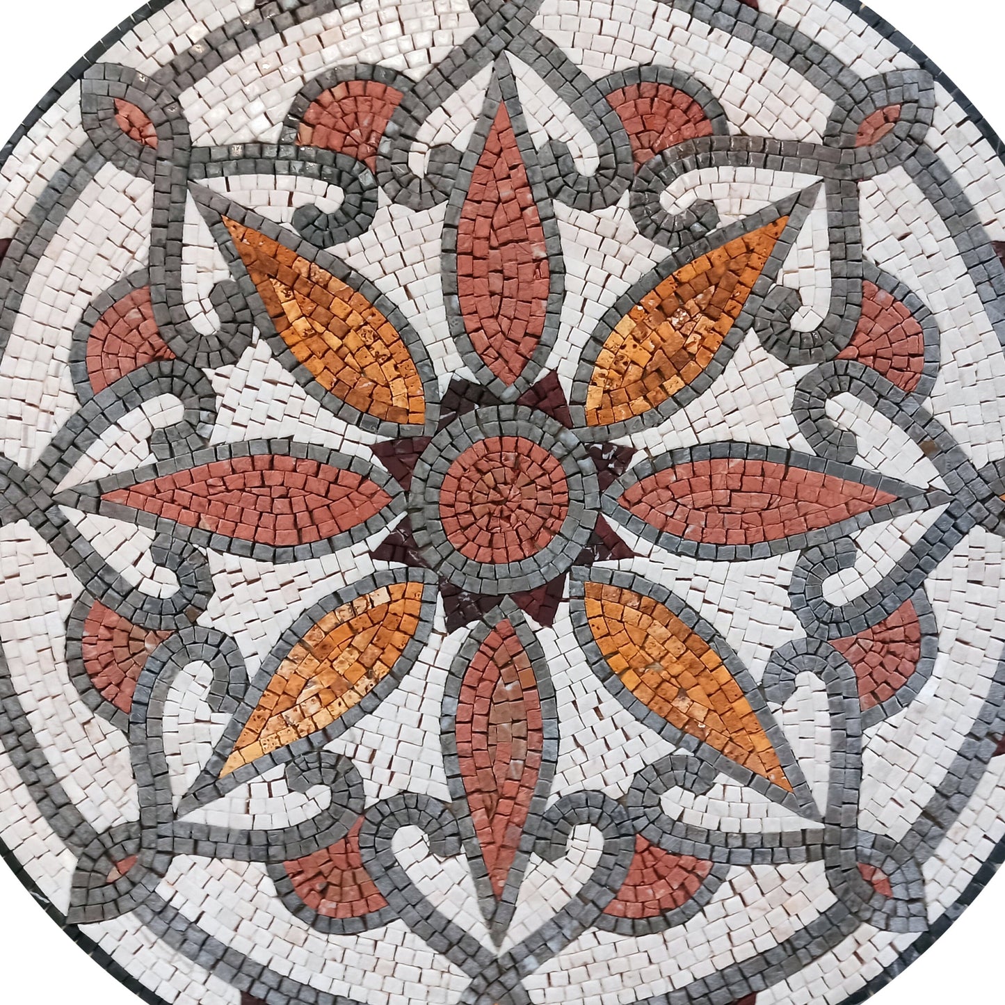 24" Handmade Colorful Decorative Medallion: Artisan Marble Mosaic Tile - Customization available